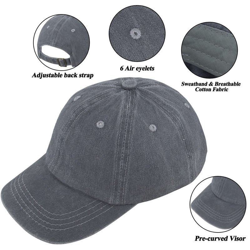FGSS Kids Baby Girls Hat Washed Baseball Cap Cotton Solid Sun Hats for Children Fit for 2-7 Years - Image 2